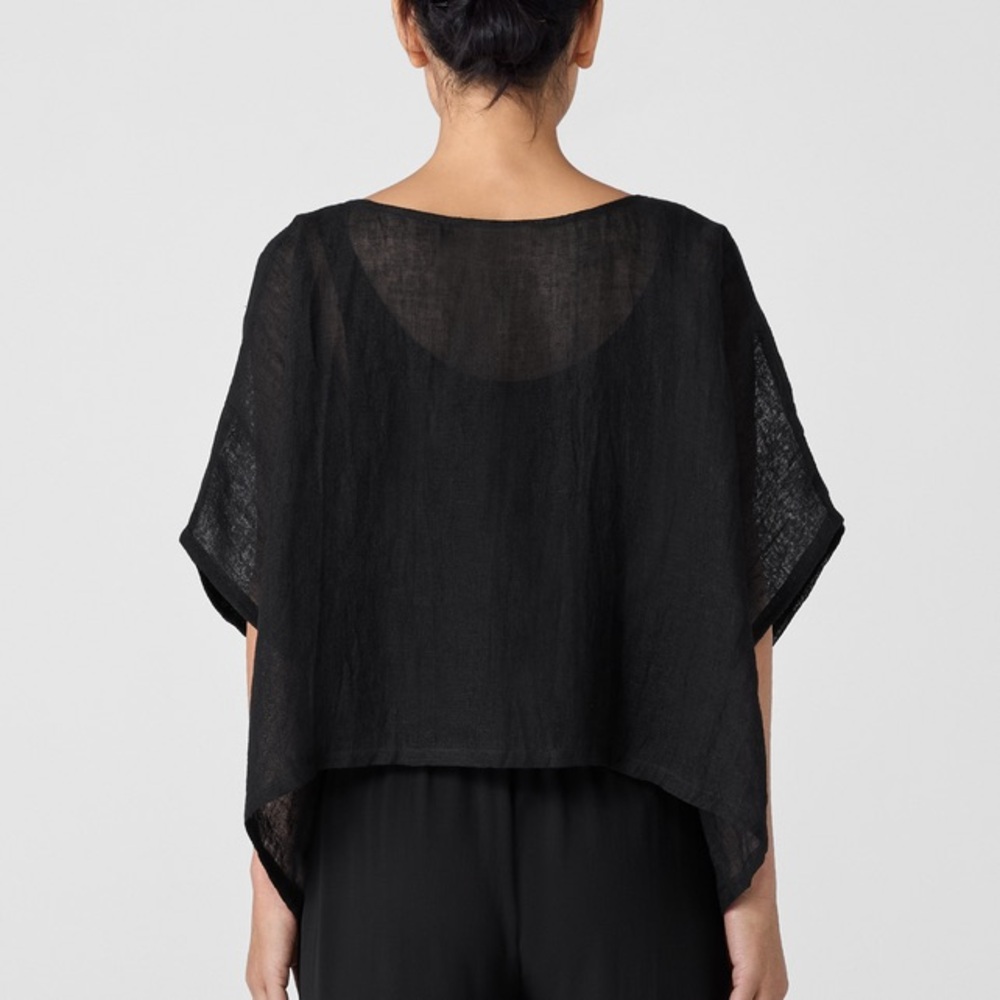 Eileen Fisher Organic Linen Gauze Cropped Poncho S/M perfect condition